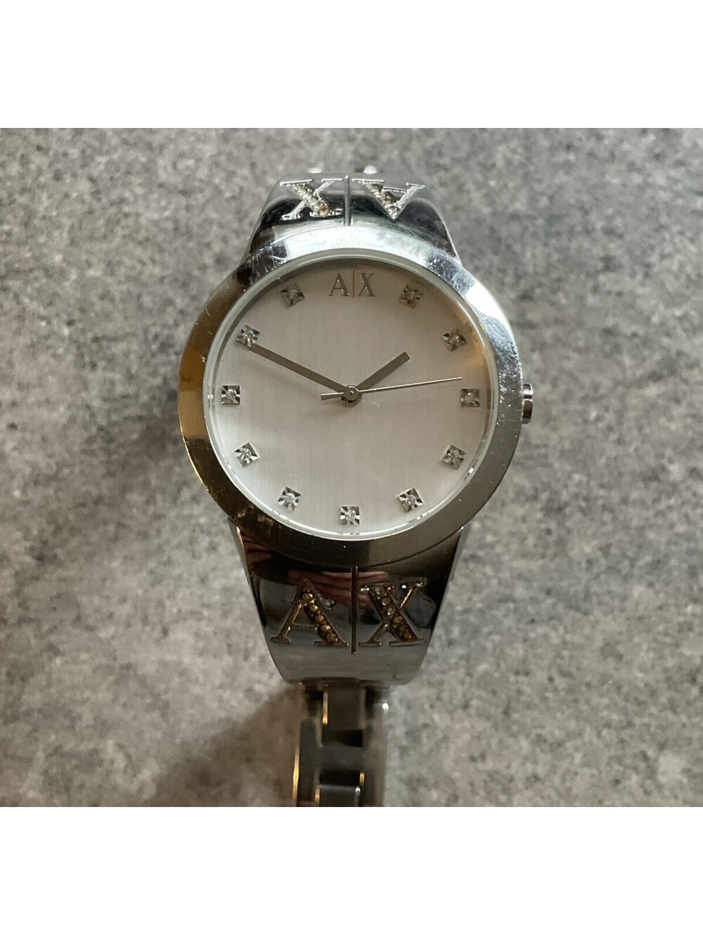 Armani Exchange AX4044 Ladies Silver Dial Crystal Accent Stainless Steel Watch O